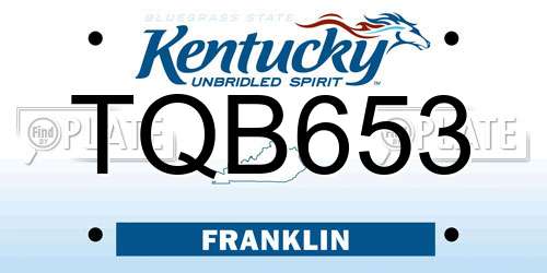 TQB653 Kentucky License Plate