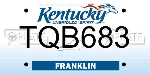 TQB683 Kentucky License Plate