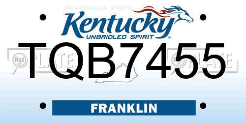 TQB7455 Kentucky License Plate