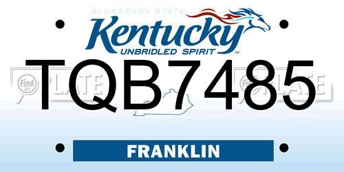 TQB7485 Kentucky License Plate