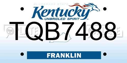 TQB7488 Kentucky License Plate