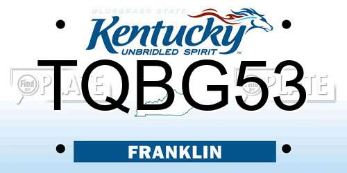 TQBG53 Kentucky License Plate