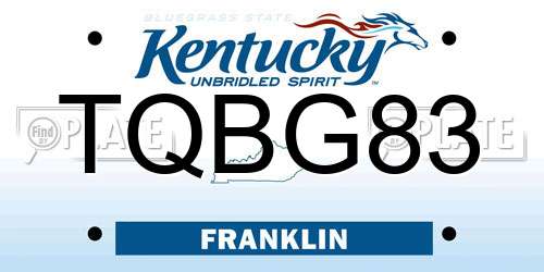 TQBG83 Kentucky License Plate