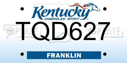 TQD627 Kentucky License Plate
