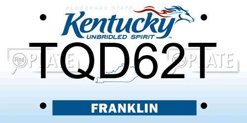TQD62T Kentucky License Plate
