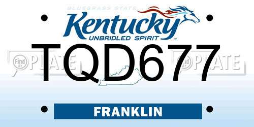 TQD677 Kentucky License Plate