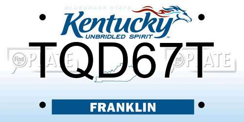 TQD67T Kentucky License Plate