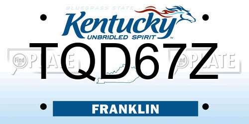 TQD67Z Kentucky License Plate