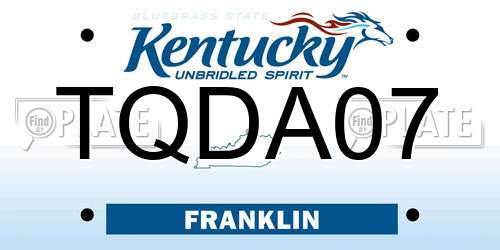 TQDA07 Kentucky License Plate