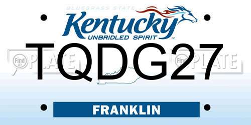 TQDG27 Kentucky License Plate