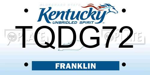 TQDG72 Kentucky License Plate