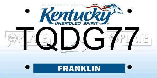 TQDG77 Kentucky License Plate