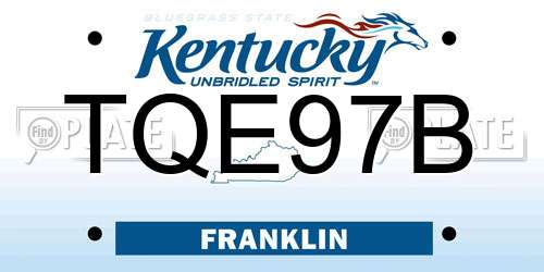 TQE97B Kentucky License Plate