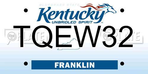 TQEW32 Kentucky License Plate