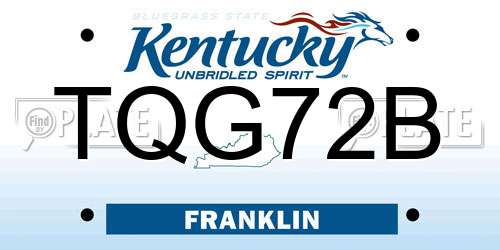 TQG72B Kentucky License Plate