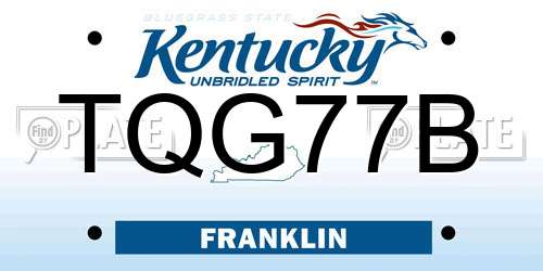 TQG77B Kentucky License Plate