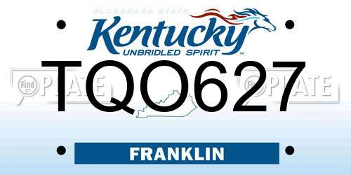 TQO627 Kentucky License Plate