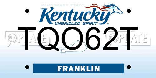TQO62T Kentucky License Plate
