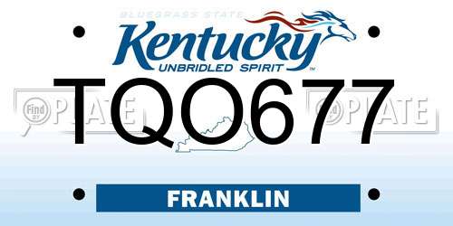TQO677 Kentucky License Plate