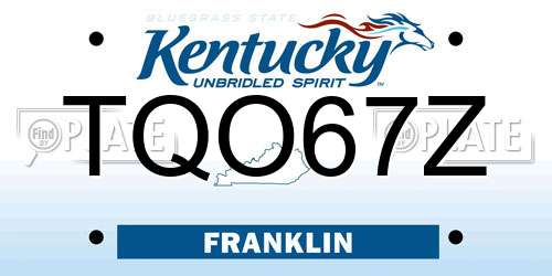 TQO67Z Kentucky License Plate