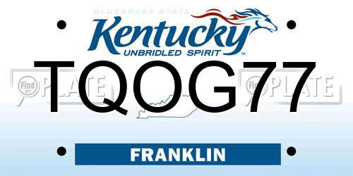TQOG77 Kentucky License Plate