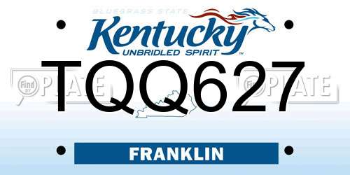 TQQ627 Kentucky License Plate