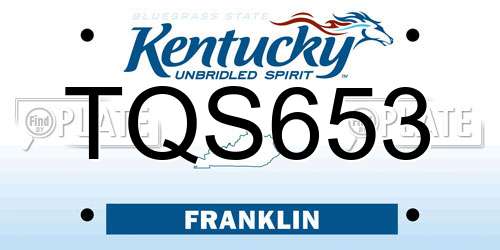 TQS653 Kentucky License Plate