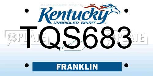 TQS683 Kentucky License Plate