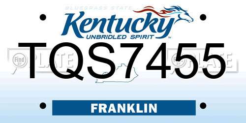 TQS7455 Kentucky License Plate
