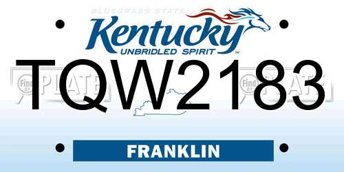 TQW2183 Kentucky License Plate