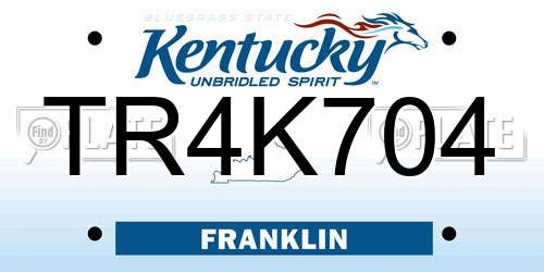 TR4K704 Kentucky License Plate