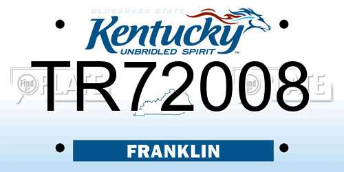 TR72008 Kentucky License Plate