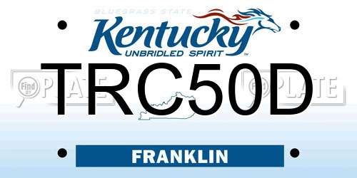 TRC50D Kentucky License Plate