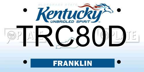 TRC80D Kentucky License Plate