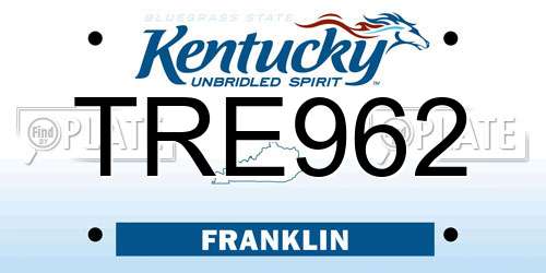 TRE962 Kentucky License Plate