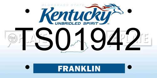 TS01942 Kentucky License Plate