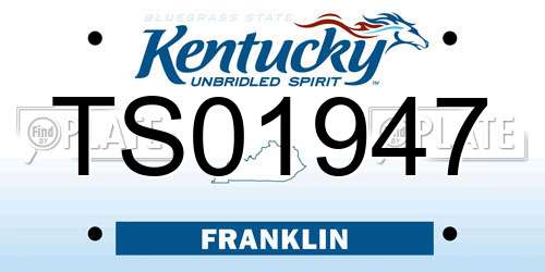 TS01947 Kentucky License Plate
