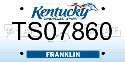TS07860 Kentucky License Plate
