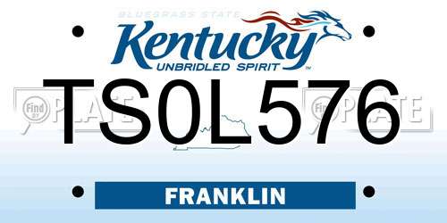 TS0L576 Kentucky License Plate