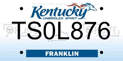 TS0L876 Kentucky License Plate