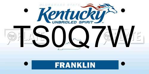 TS0Q7W Kentucky License Plate