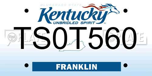 TS0T560 Kentucky License Plate