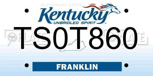 TS0T860 Kentucky License Plate
