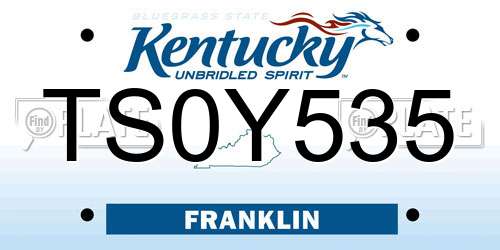 TS0Y535 Kentucky License Plate