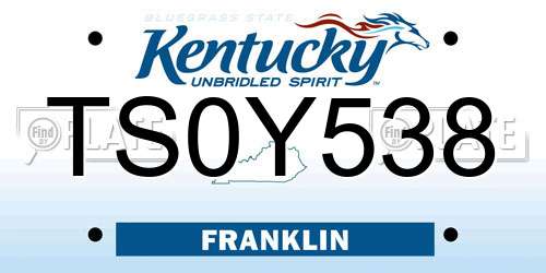TS0Y538 Kentucky License Plate