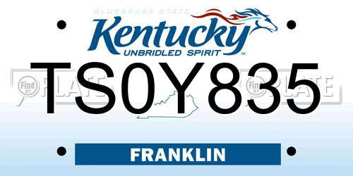 TS0Y835 Kentucky License Plate
