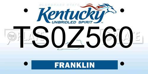 TS0Z560 Kentucky License Plate