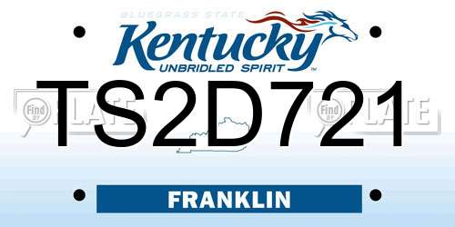 TS2D721 Kentucky License Plate