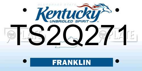 TS2Q271 Kentucky License Plate