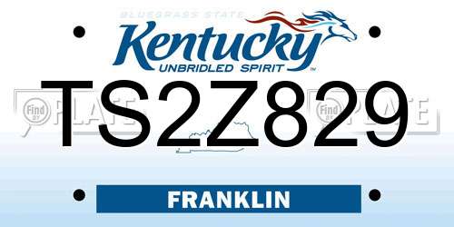 TS2Z829 Kentucky License Plate